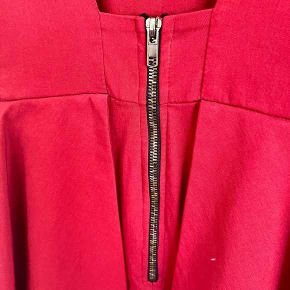Monaco USA Fitted, Red Peplum Mini Dress w/ Zip-up & Tie Back, SZ L EUC - Picture 7 of 9
